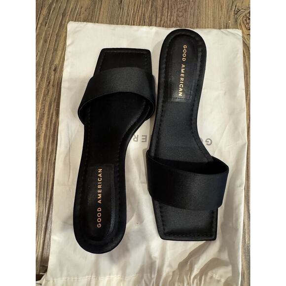 Good American Black Mules with Gold and Rhinestone Kitten Heels, 9, NEW *NO BOX* - Picture 2 of 5